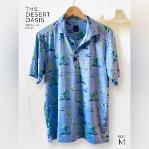 Con.struct Quick Dry Performance Polo | Size Medium | Blue Cactus Desert Golf